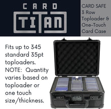 Load image into Gallery viewer, Card Safe 3 Row - Lockable Premium Trading Card Storage Case - Holds up to 345 Standard 35pt Top loaders - Sports Card Case with Laser Cut Foam Interior

