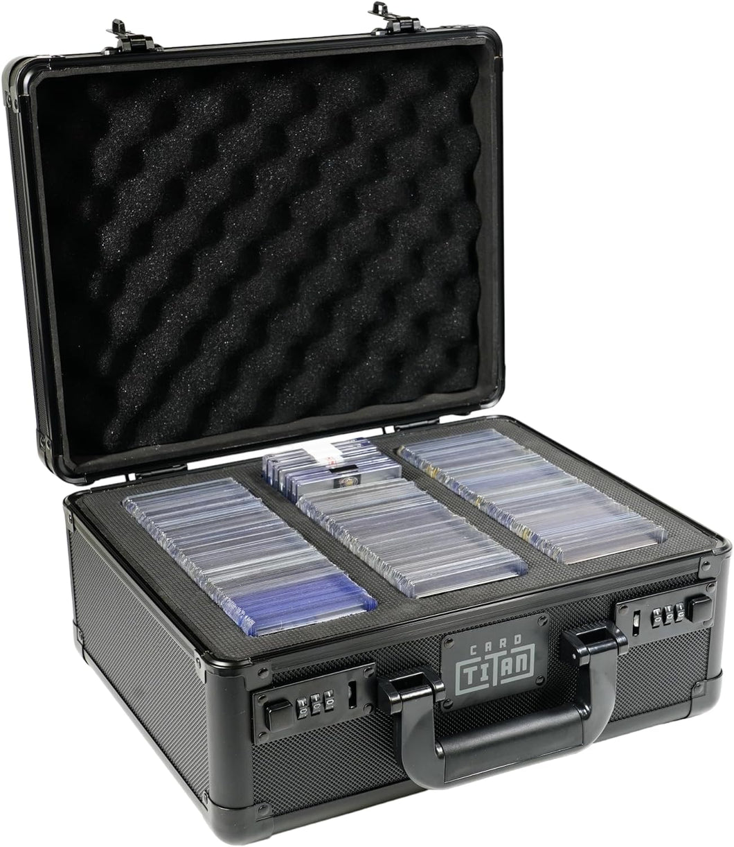 Card Safe 3 Row - Lockable Premium Trading Card Storage Case - Holds up to 345 Standard 35pt Top loaders - Sports Card Case with Laser Cut Foam Interior